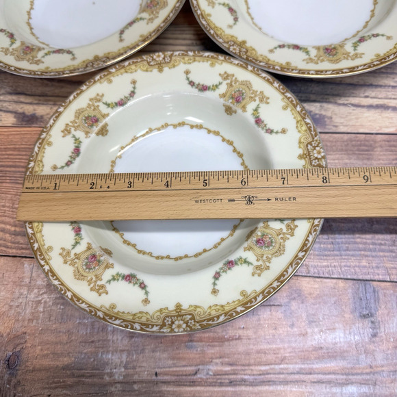 Set of 3 Vintage Noritake Camillia Rimmed Soup Bowls Japan #4375 MCM 1950s - Picture 6 of 10